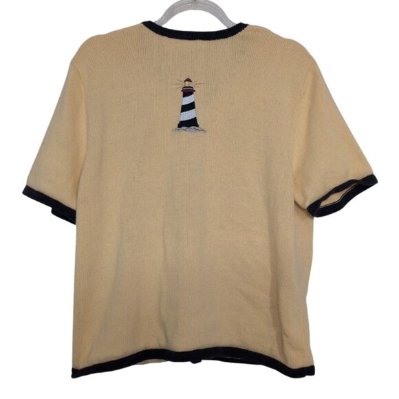 Croft & Barrow Embroidered Nautical Sweater Womens Size Medium Yellow Knit - Picture 9 of 16